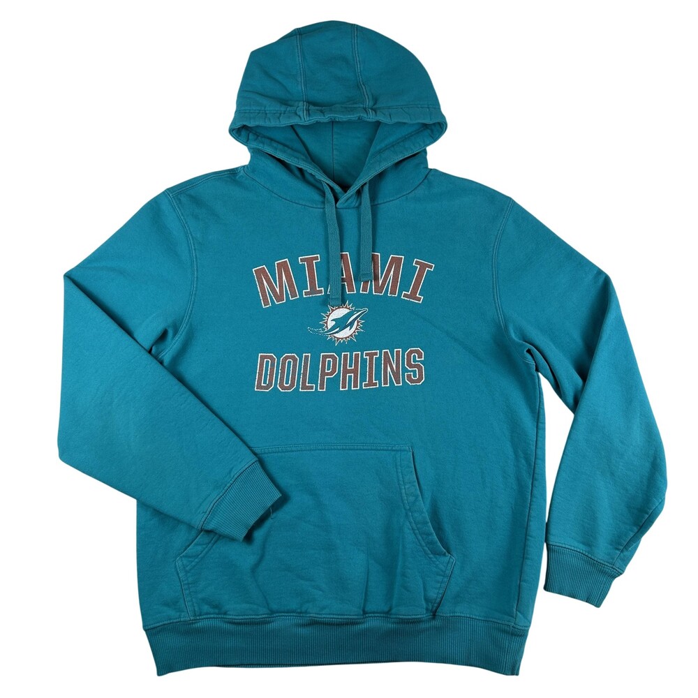 Miami Dolphins Hoodie Sweatshirt Mens Medium Blue NFL Football Fanatics Fleece